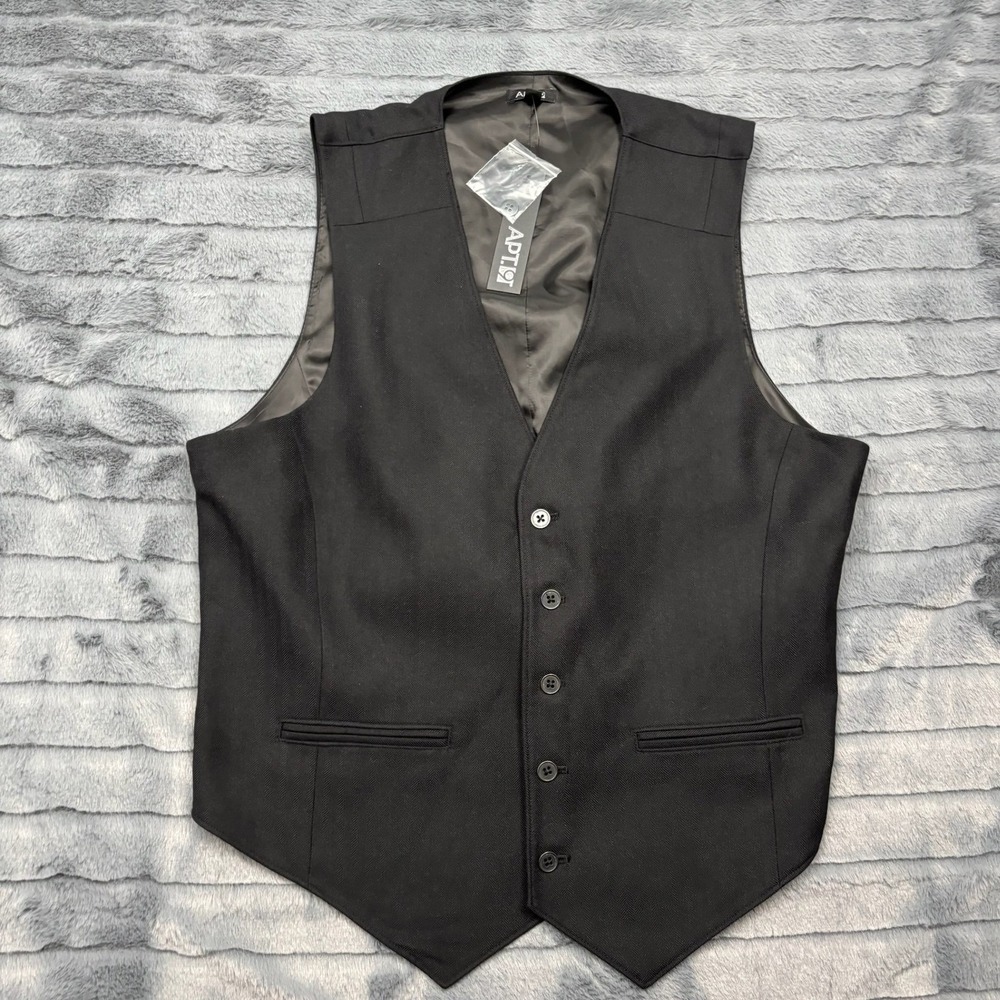 Apt 9 Mens Herringbone Woven Vest Black Tie Formal Waistcoat Large MAPR348000A